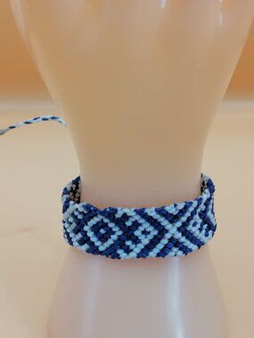 Geometric Macrame Bracelet Handmade Dark Blue